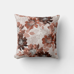 Watercolor brown grey floral pattern. cushion