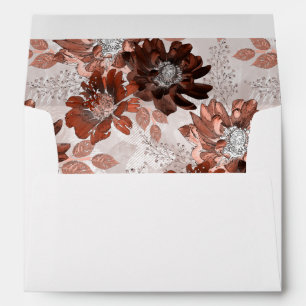 Watercolor brown grey floral pattern. envelope