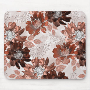 Watercolor brown grey floral pattern. mouse mat
