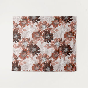 Watercolor brown grey floral pattern. tapestry