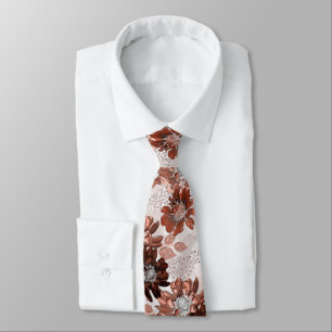 Watercolor brown grey floral pattern. tie