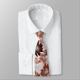 Watercolor brown grey floral pattern. tie