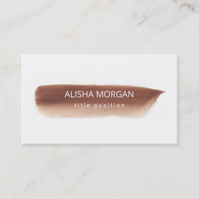 Watercolor Brown Splatter Business Card (Front)