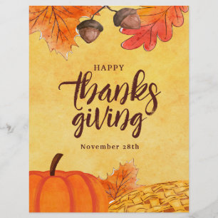 Watercolor Brown Thanksgiving social media Flyer