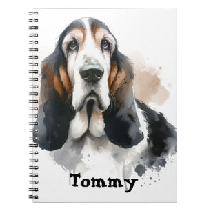 Watercolor Browns Basset Hound /Pets personalise Notebook