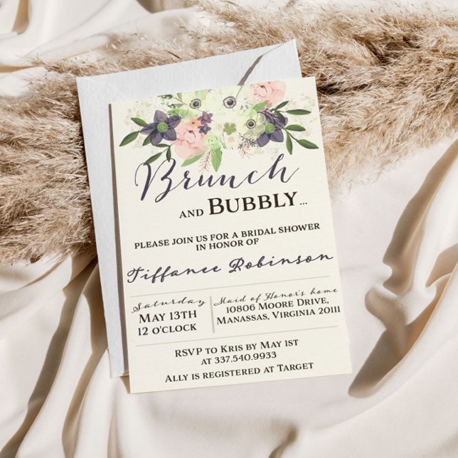 Watercolor Brunch & Bubbly Bridal Shower Invitation (Creator Uploaded)