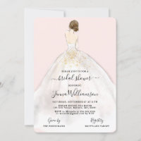 Watercolor Brunette Bride Bridal Shower Invitation