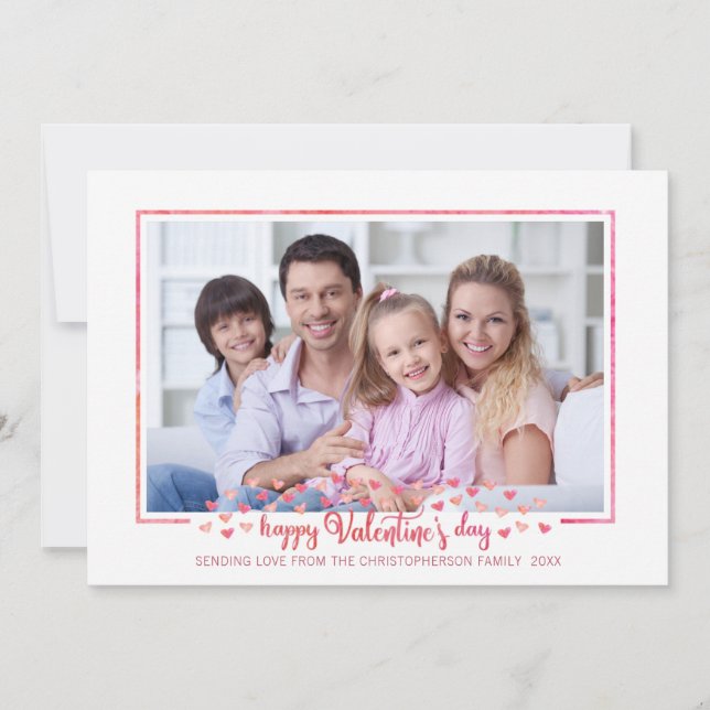Watercolor Brush Script Valentine Photo Holiday Card (Front)