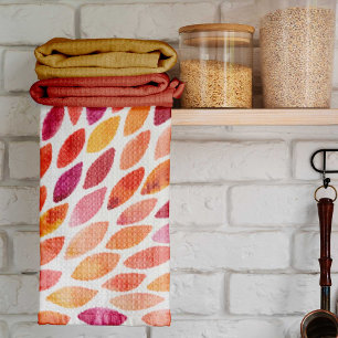 Watercolor brush stroke burst yellow and orange tea towel