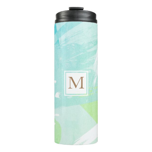 Watercolor Brush Stroke Monogram Thermal Tumbler (Front)