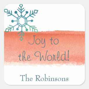 Watercolor Brush stroke Peach Colour Square Sticker