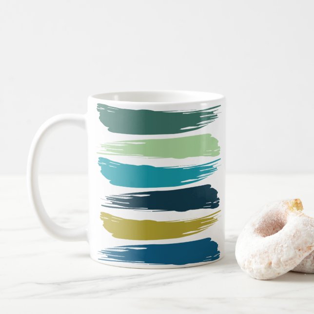 Watercolor Brush Strokes Coffee Mug (With Donut)