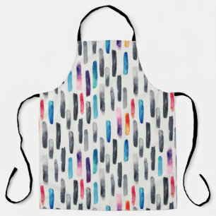 Watercolor brush strokes, colorful seamless patter apron