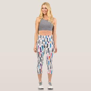 Watercolor brush strokes, colourful seamless patte capri leggings