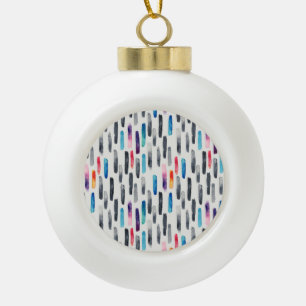 Watercolor brush strokes, colourful seamless patte ceramic ball christmas ornament