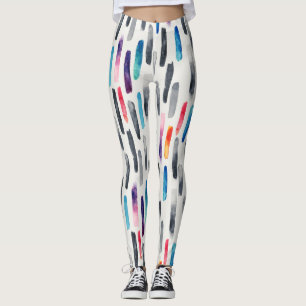 Watercolor brush strokes, colourful seamless patte leggings