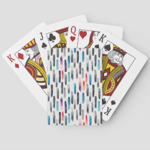 Watercolor brush strokes, colourful seamless patte playing cards