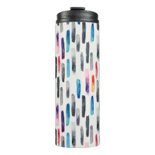 Watercolor brush strokes, colourful seamless patte thermal tumbler