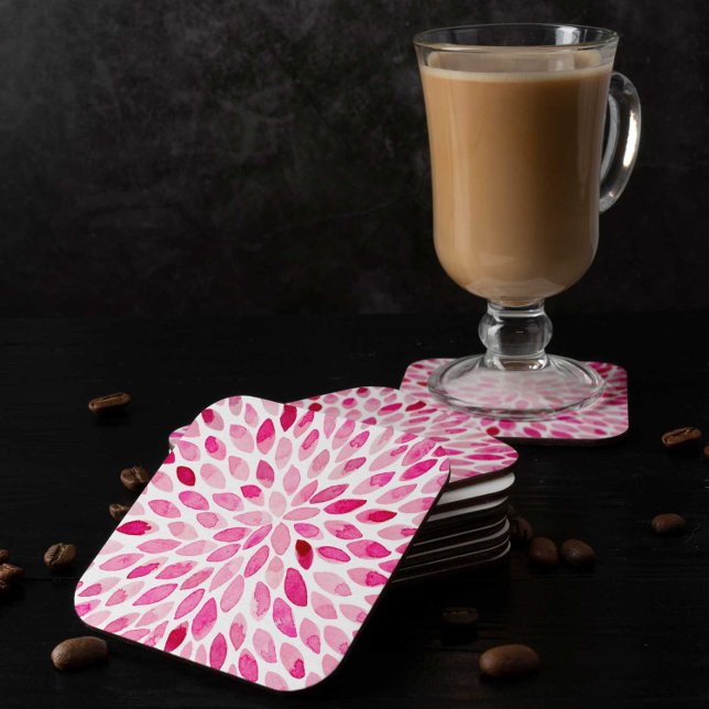 Watercolor brush strokes – pink palette square paper coaster (Creator Uploaded)