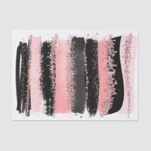 Watercolor Brush Strokes Rose Gold Faux Glitter Tissue Paper