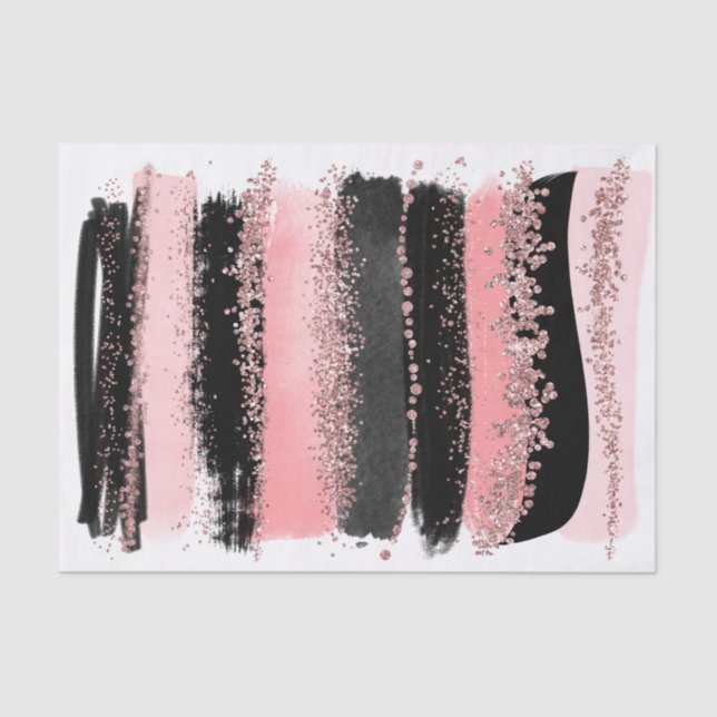 Watercolor Brush Strokes Rose Gold Faux Glitter Tissue Paper (Front)