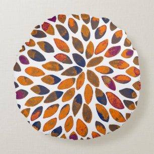 Watercolor brush strokes – rusty effect round cushion