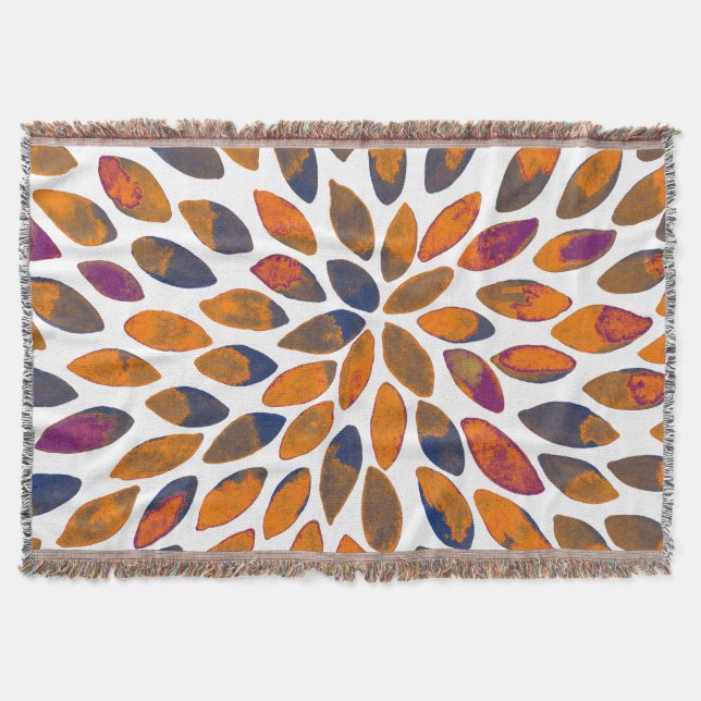 Watercolor brush strokes – rusty effect throw blanket (Front)