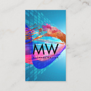 Watercolor Brushed Futuristic Background Business Card