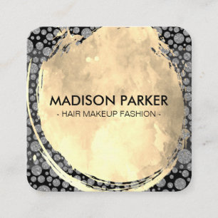 Watercolor Brushed   Glitter Specks and Slate Square Business Card