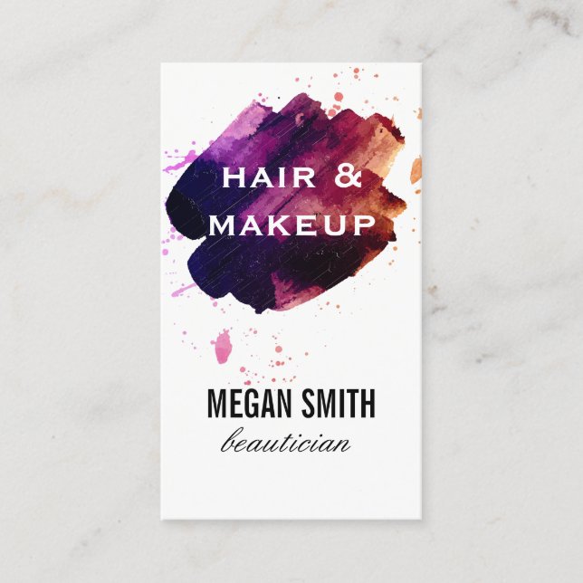 Watercolor brushed / Hair and Makeup Business Card (Front)