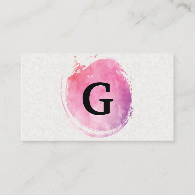 Watercolor Brushed | Large Monogram Business Card (Front)