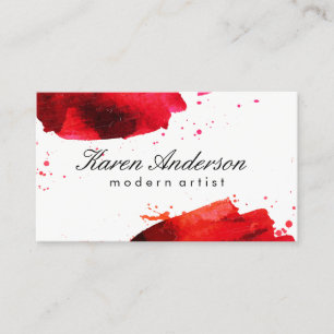 Watercolor brushed (red) business card