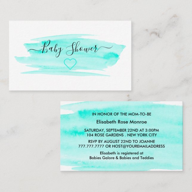 Watercolor Brushstroke Baby Shower Ticket Invite (Front/Back)