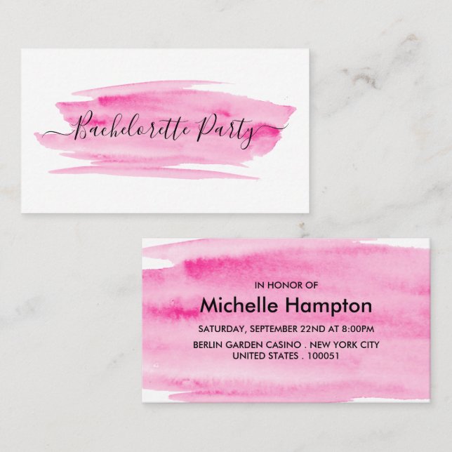 Watercolor Brushstroke Bachelorette Party Ticket (Front/Back)