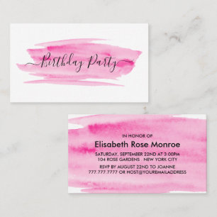 Watercolor Brushstroke Birthday Party Ticket