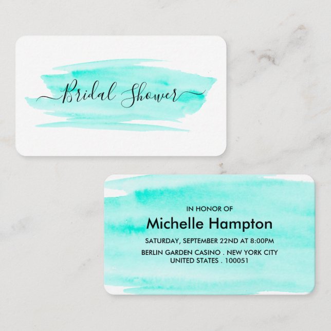 Watercolor Brushstroke Bridal Shower Ticket Invite (Front/Back)