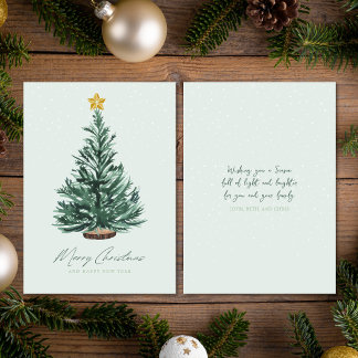Watercolor Brushstroke Christmas Tree Non-Photo Holiday Card