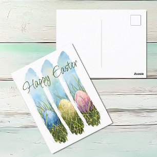 Watercolor Brushstroke Easter Egg Holiday Postcard