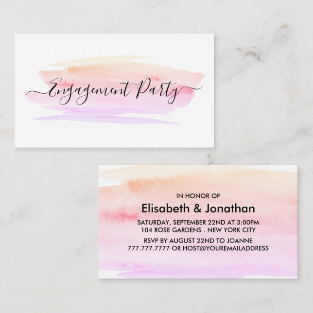 Watercolor Brushstroke Engagement Party Ticket (Front/Back)