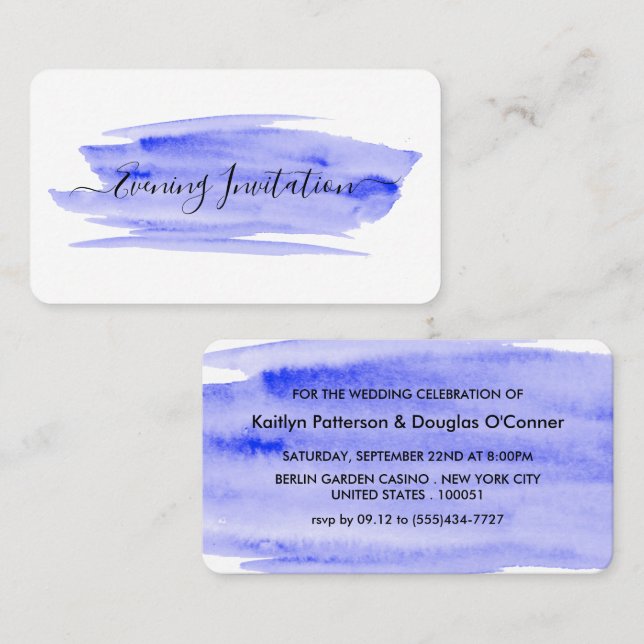 Watercolor Brushstroke Evening Event Ticket Invite (Front/Back)