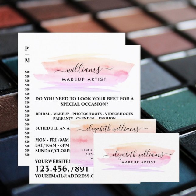 Watercolor Brushstroke, Make-up Artist Business Card (Creator Uploaded)
