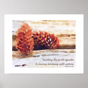Watercolor Brushstroke Pine Cones Digital Art Poster