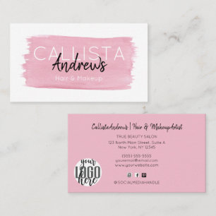 Watercolor Brushstroke Signature Script Salon Business Card