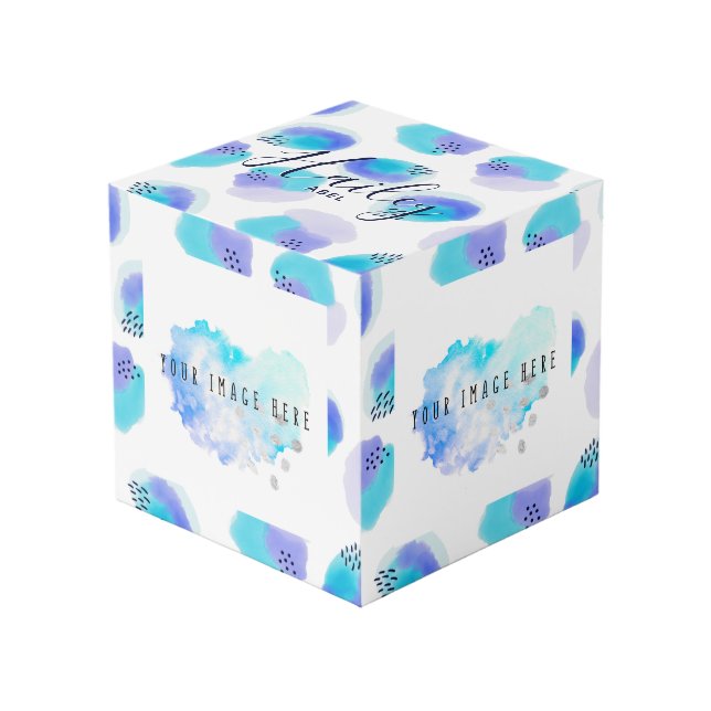 Watercolor Brushstrokes Cube (Front Angled)