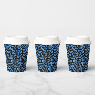 Watercolor brushstrokes Shibori blue on black  Paper Cups