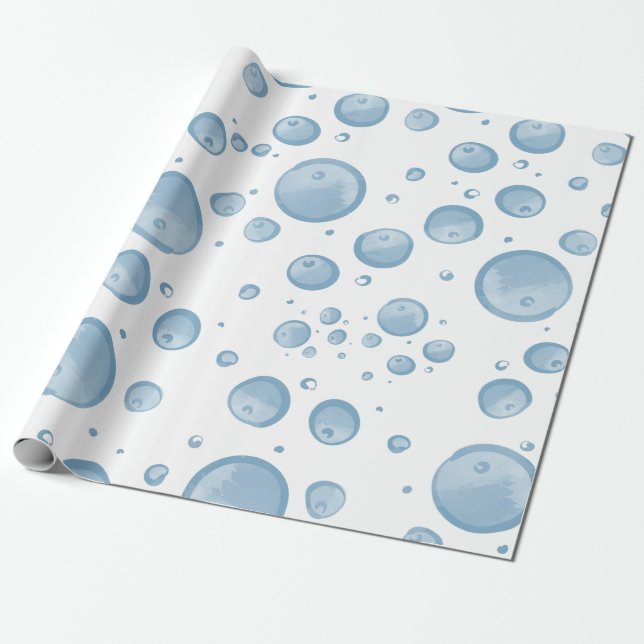 Watercolor Bubble Birthday Wrapping Paper (Unrolled)