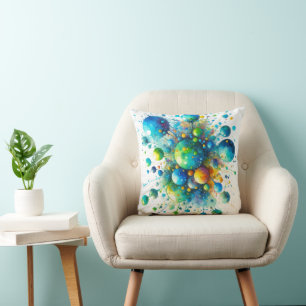 Watercolor Bubble Burst Throw Pillow