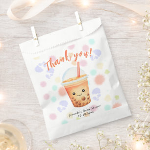 Watercolor Bubble Tea Baby Shower Thank You Favour Bags