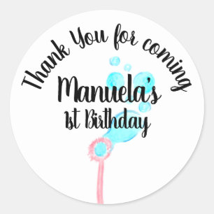 Watercolor Bubble Wand Pop Pop Pop Birthday  Classic Round Sticker