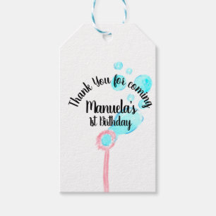 Watercolor Bubble Wand Pop Pop Pop Birthday Gift Tags